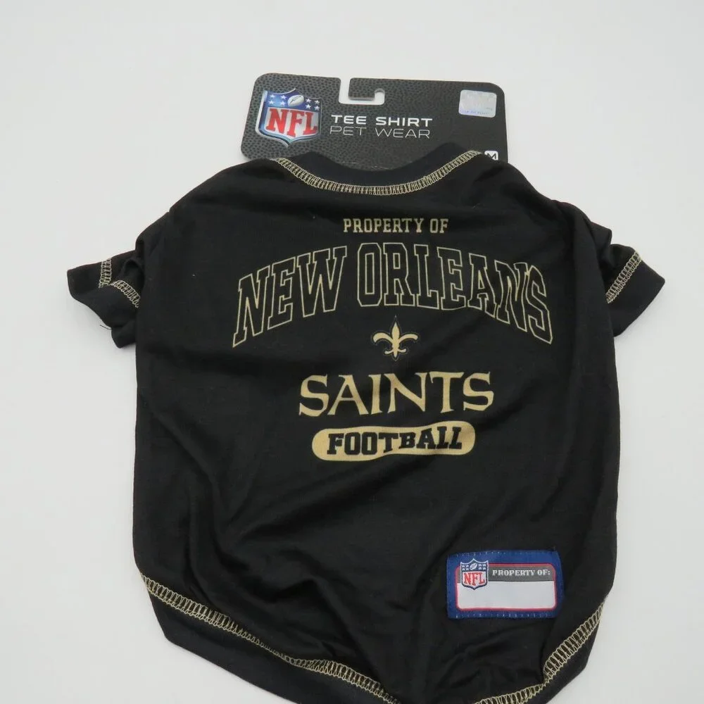 New‎ Orleans Saints Pet Shirt Medium NFL Team Tee Dog Wear Black Gold Polyester